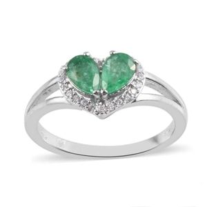 🔥PRICE CUT🔥NWT NATURAL EMERALD RING IN PLATINUM OVER STERLING SILVER SZ 8.0